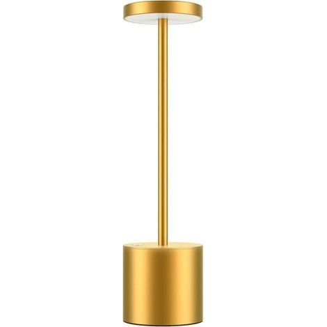 KLVGTIFS PU – Wiederaufladbare kabellose Tischleuchte, 3600-mAh-LED-Schreibtischlampe im Metalldesign mit USB-Ladeanschluss, 3 Farbmodi, für den Nachttisch, Gold (1/5)