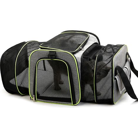 1 cage de transport pour chien et chat avec côtés extensibles Gris 40x25x25 cm Facile à transporter (1/3)