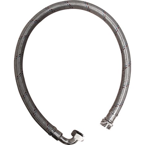 Bricoferr Latiguillo acero inoxidable 100 cm con conexiones - macho y hembra 1"x 1"gas (1/2)