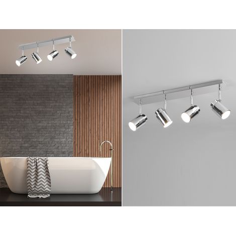 LED Deckenstrahler Badezimmerlampe Silber Chrom 4-flammig, Breite 52cm (1/5)