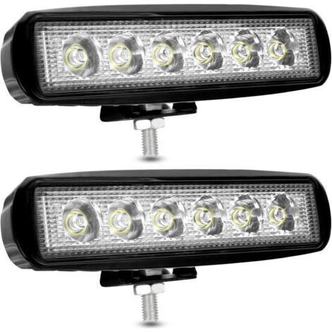 Phare de Travail LED 12V 18W Projecteur LED Voiture 12v Spot Flood Feux Antibrouillard LED 9,200lm Feux de Travail pour Voiture Camion Tracteur SUV Bateau [2 pièces] (1/5)