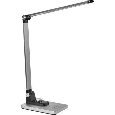 Desk Lamp Silver Aluminium Synthetic Material 3 Temperature Modes Stepless Dimmer Wireless Charger Modern Home Office ENIF