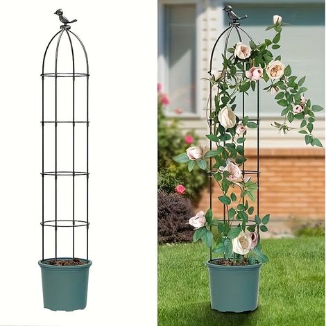 1 pièce, support à plantes grimpantes à quatre niveaux - en plastique, adapté pour soutenir les plantes grimpantes dans le jardin. (1/5)