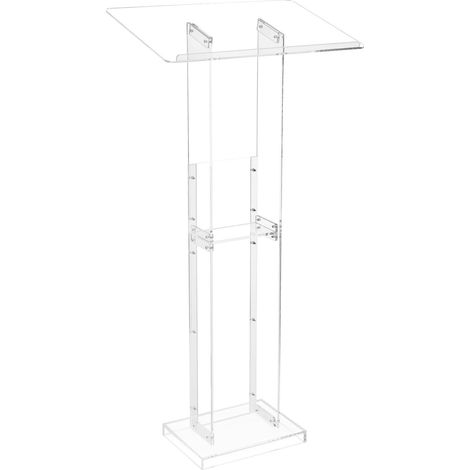 Pupitre de Conférence 126,5 cm, Podium sur Pied en Acrylique, Lutrin pour Présentation avec Large Surface de Lecture, Butoir de Livre et Étagère de Rangement, pour Bureau École Mariage Concert (1/5)