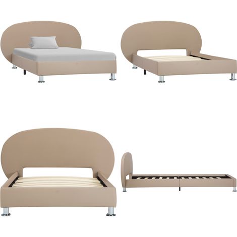 Bettgestell Cappuccino-Braun Kunstleder 100x200 cm - Bettrahmen - Kunstlederbettwäsche - Doppelbett - Boxspringbett - Modernes Bett - Home & Living (1/5)