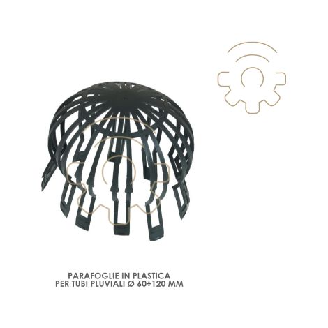 Parafoglie in plastica per tubi pluviali mm 60   120