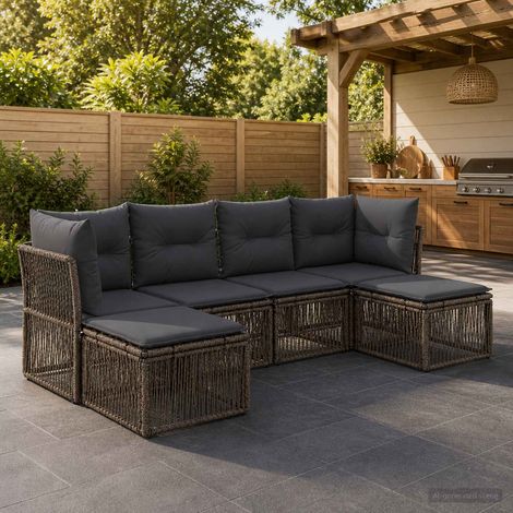 Set Divano da Giardino 6 pcs Grigio polyrattan vidaXL (1/5)