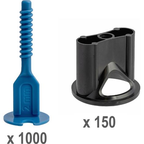 Kit croisillons autonivelants 2 mm Pro-Leveling 150 têtes et 1000 bases droites