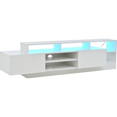 Meuble TV moderne 1904048.5cm pour téléviseurs jusqu’à 70 pouces, rangement ouvert avec LED, adapté à la chambre et au salon, meuble bas design brillant, meuble TV sur pied (1/5)