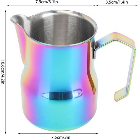 Mousseur à lait acier inoxydable 350 ml Pichet à Bec Verseur (1/4)