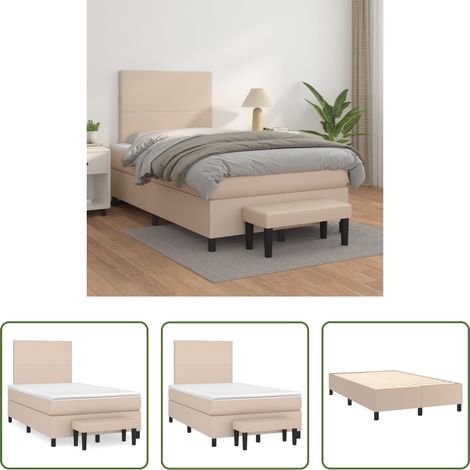 vidaXL Kunstlederbett - Boxspringbett Matratze Cappuccino-Braun 120x200cm Kunstleder (1/5)