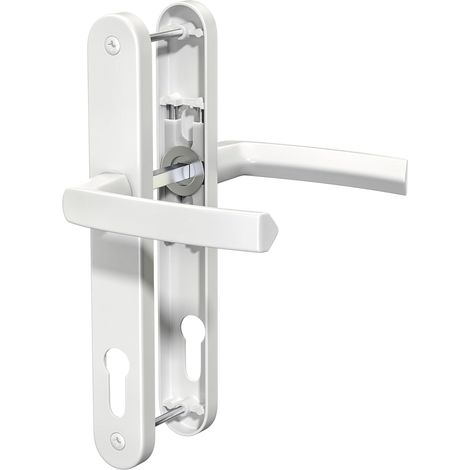 poignée de porte en aluminium UPVC blanc, 92 mm PZ, plaque arrière 243 mm, vis à vis 210 mm, de remplacement blanche (1/5)
