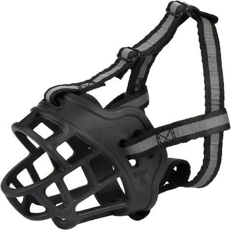 Muselière pour chien, muselière en silicone souple avec bandeau en maille respirante et nylon durable pour chiens de petite, moyenne et grande taille (Numéro 3) (1/4)