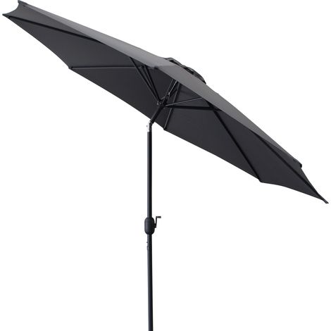 Marktschirm Aluminium 300cm grau knickbar, mit Kurbel, Material Bezug 100% Polyester, Gewicht 6kg (1/5)