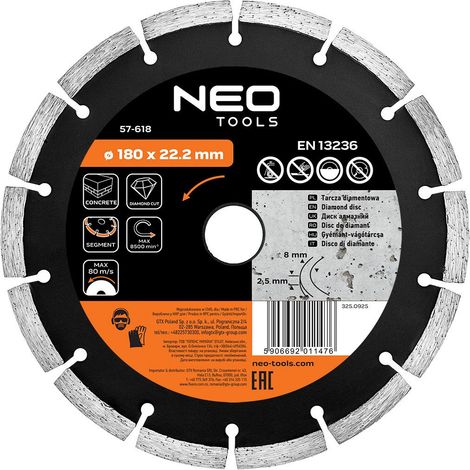 Disco de corte diamante Neo top 57 618 180 mm segmentado