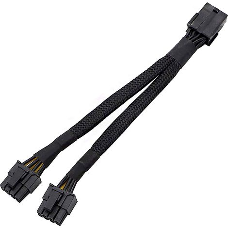 Câble d'extension gainé pour carte graphique PCI Express 8 broches (20 cm) : adaptateur PCI-e 8 broches femelle vers double connecteur mâle 8 broches (6+2) connecteur VGA 8 broches femelle vers doubl (1/5)