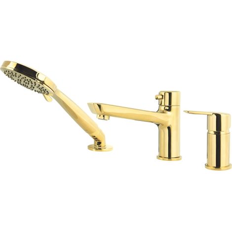 Miscelatore vasca in kit 3 fori in ottone finitura oro - Stapol