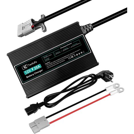 Chargeur Batterie Lithium, 12V 20A Chargeur LiFePO4 Compatible avec la Connexion Anderson Conçu pour Charger Les Batteries LiFePO4 à Cycle Profond de la Voiture RV Marine (1/5)