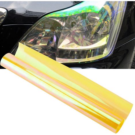 Film teinté pour phares de voiture, autocollants décoratifs colorés et pailletés pour voiture (30120cm, jaune) (1/5)