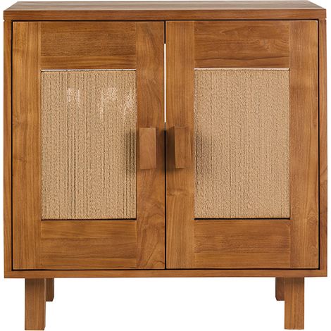 Mobiletto da bagno in legno teak massello e corda intrecciata L80 cm MOSSA (1/5)