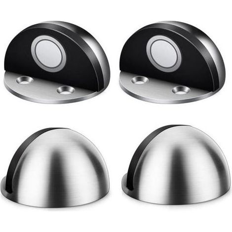 4-Piece Magnetic Door Stopper Set. Stainless Steel Door Stoppers with Mounting Screws and 3M Adhesive (1/5)