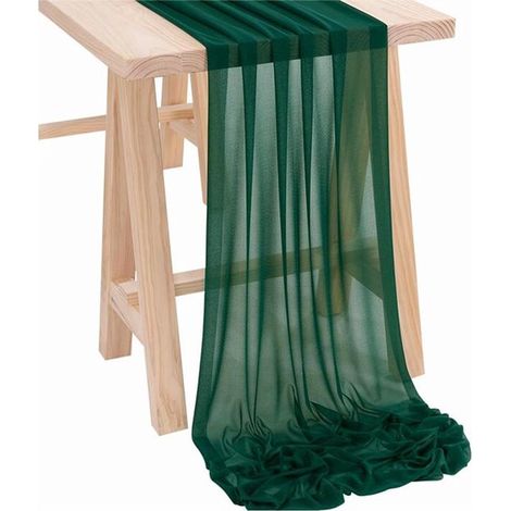 Bandiera da tavolo, Heman Draperie, Beauty Yarns BaLiSha, decorazione per matrimoni, compleanni ed eventi, tovaglia in chiffon crepe, 1 pezzo, verde salvia (1/5)