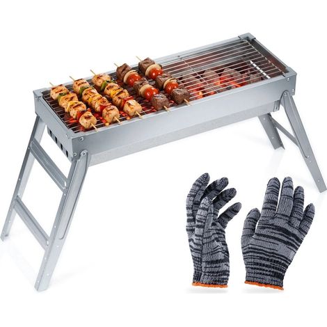Foldable Charcoal Grill, Stainless Steel, 73x21x37 cm (1/5)