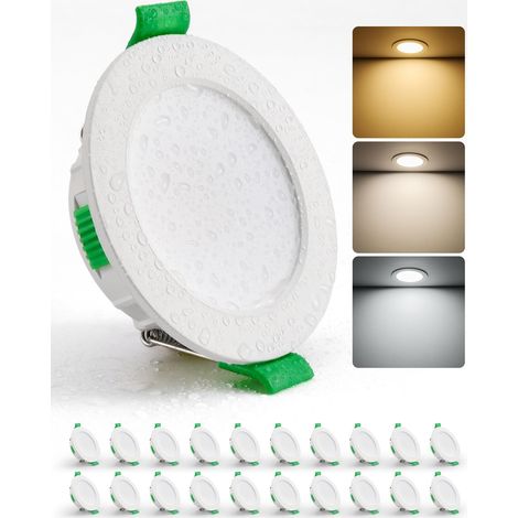 Spot LED Encastrable 55mm - 68mm Trou, 4W Extra Plat Spots de Plafond Salle de Bain, Blanc Chaud 2700K Neutre 4000K Froid 6000K Reglable, IP44 Etanche, Lot de 10
