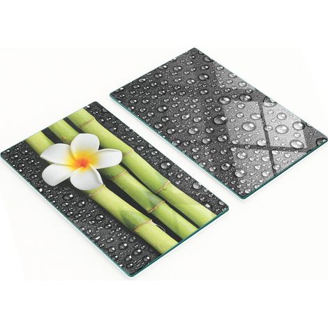 Taglieri decorativi in vetro temperato con motivo a fiore di frangipani, 2x30x52 cm (1/5)