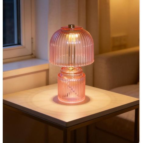 Lampe de table LED, lampe de chevet minimaliste, lampe de sommeil, lampe de bureau, à piles, veilleuse d'ambiance, lampe décorative (rouge)