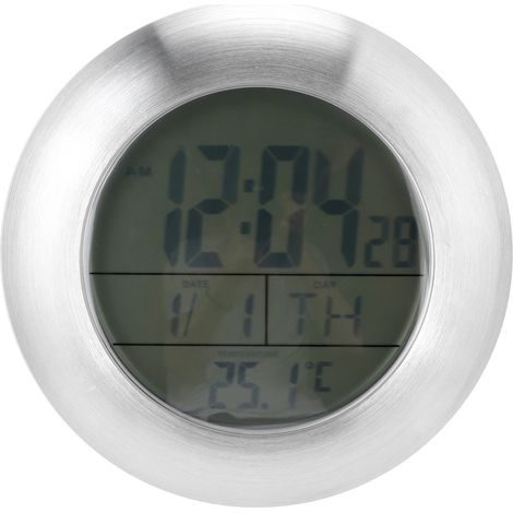 Horloge murale de douche portable et étanche, horloge numérique avec affichage de la température et du calendrier. (1/5)