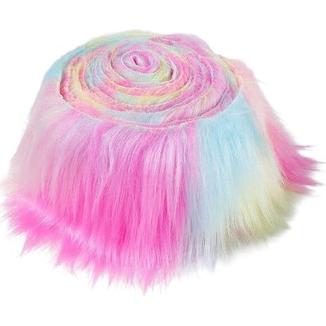 Rouleau de Tissu Fausse Fourrure de 1.5 m X 5cm Arc en Ciel en Peluche avec Ruban en Fausse Fourrure Housses de Chaise (1/5)