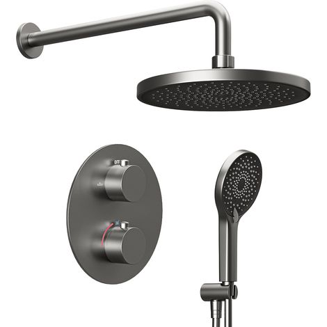 Lomazoo Set De Douche Encastré Gun Metal - avec Robinet