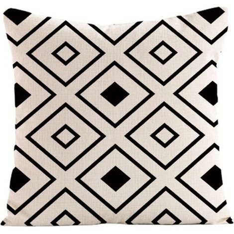 Lot de 4 housses de coussin décoratives noires 50 x 50 cm, housses de coussin géométriques carrées, décoration de canapé (1/5)