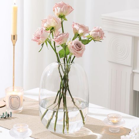 Grand Vase Rond en Verre Transparent, 25,4 cm de Haut, décoration d'intérieur Moderne, pour Salon, Table à Manger, Mariage, Bureau (1/5)