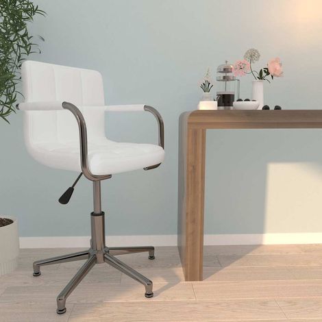 vidaXL Silla de oficina giratoria de cuero sintético blanco (1/5)