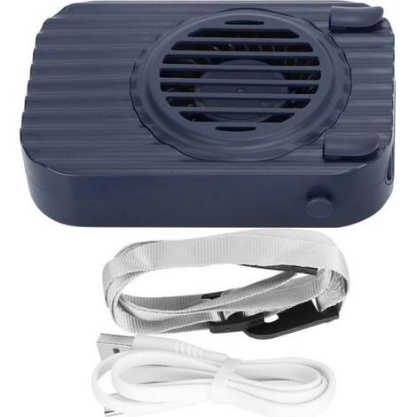 Mini ventilatore portatile USB creativo da collo a mani libere con 3 velocità (blu) (1/5)