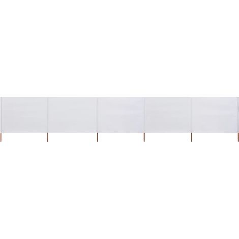 Schermo divisorio in tessuto a 5 pannelli 600 x 160 cm bianco sabbia 020008825