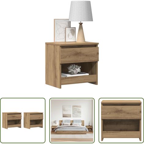 Nachttisch Holz -  Nachttische 2 Stk. Artisan-Eiche 40x30x39 cm Holzwerkstoff (1/5)