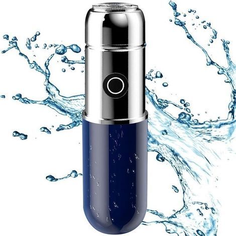 (Blu) Mini rasoio elettrico portatile, rasoio elettrico da uomo, rasoio portatile ricaricabile per uomo, rifinitore per barba e labbra [O1776] (1/4)