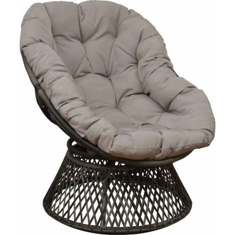 PROLOISIRS Fauteuil Idylle pivotant 360° rotatif en acier avec Coussin polyester - grey/gris