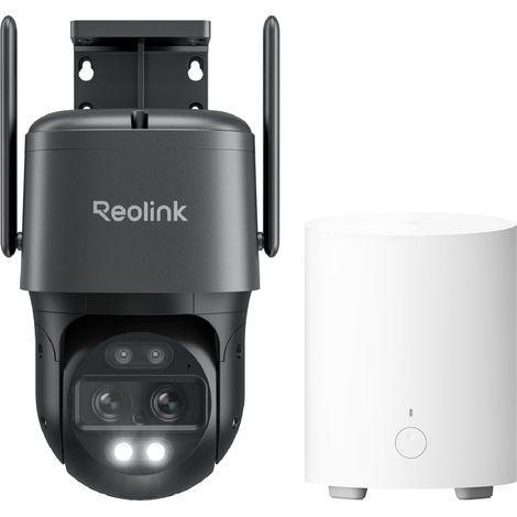 4K PTZ Caméra de Surveillance WiFi Exterieure à Double Objectif, Wi-FI 6 Bi-Bande 2,4/5 GHz, Zoom 6X, Centre de Sécurité Tout-en-Un avec Stockage Local, TrackMix WiFi Grise + Home Hub Mini (1/5)