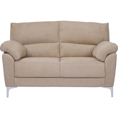 Divano in tessuto a 2 posti 146 cm braccioli imbottito GIADA Camel (1/5)