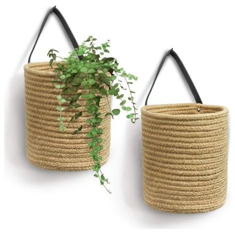 Panier suspendu en corde couleur chanvre 1618cm 2 petite corde en coton peut stocker des clés, des portefeuilles et des plantes (1/5)