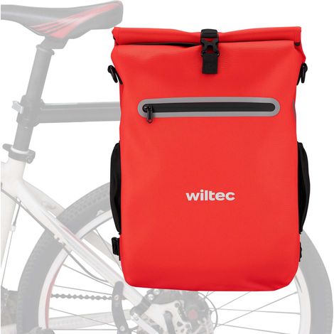 Wiltec Gepäckträgertasche rot, Fahrradtasche Rucksack 20 l Stauraum, Gepäcktasche mit Laptopfach, wasserresistente Fahrrad Tasche