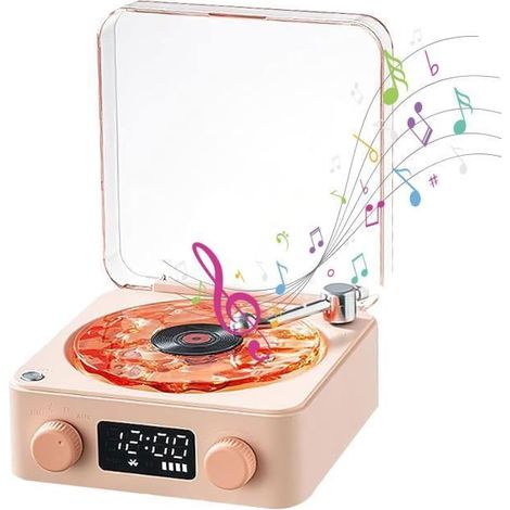 1 tourne-disque vinyle, haut-parleur Bluetooth, lumières RVB, sons de la nature, batterie 1500 mAh, ambiance détente maison/extérieur