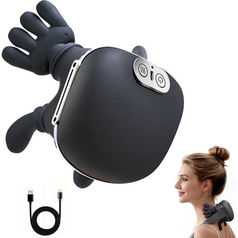 Shiatsu Masseur Cervicales et Cou Chauffant, Sans Fil Main Massante Nuque 3 Niveaux de Massage 2 Niveaux de Température Appareil Massage avec Chaleur Rechargeable (1/5)