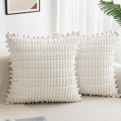2 housses de coussin 45x45 cm, velours côtelé, fermeture éclair dissimulée, décoration intérieure et extérieure, pour canapé chambre salon voiture (1/5)