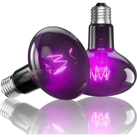 2 Ampoules chauffantes infrarouge, verre noir E27 75W, lumière lune pour reptiles, aquarium, lézard (1/5)