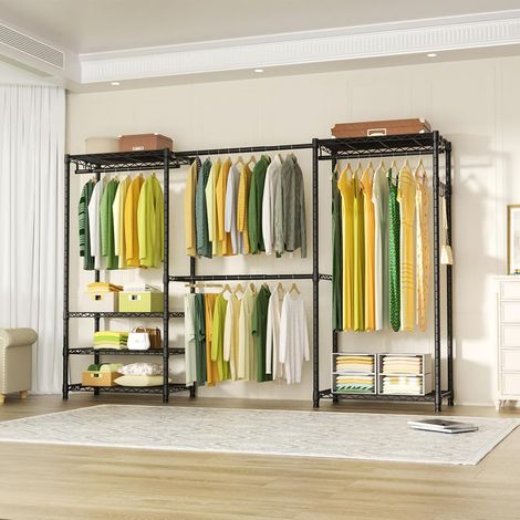 Portant à vêtements en métal avec étagères réglables 175-230 cm – Capacité 395 kg – Construction acier carbone – Pour rangement extérieur